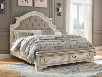 Realyn California King Upholstered Storage Bed in Two-tone