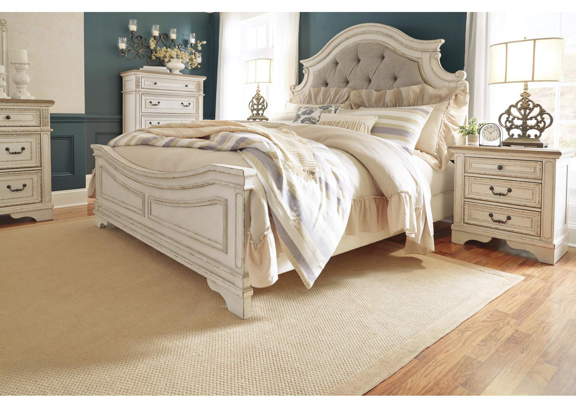 Realyn California King Upholstered Panel Bed