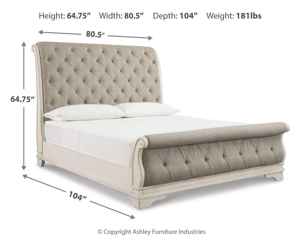 Realyn King Sleigh Bed in Chipped White, alternate view 5