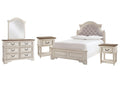 Realyn Full Panel Bed with Mirrored Dresser and 2 Nightstands