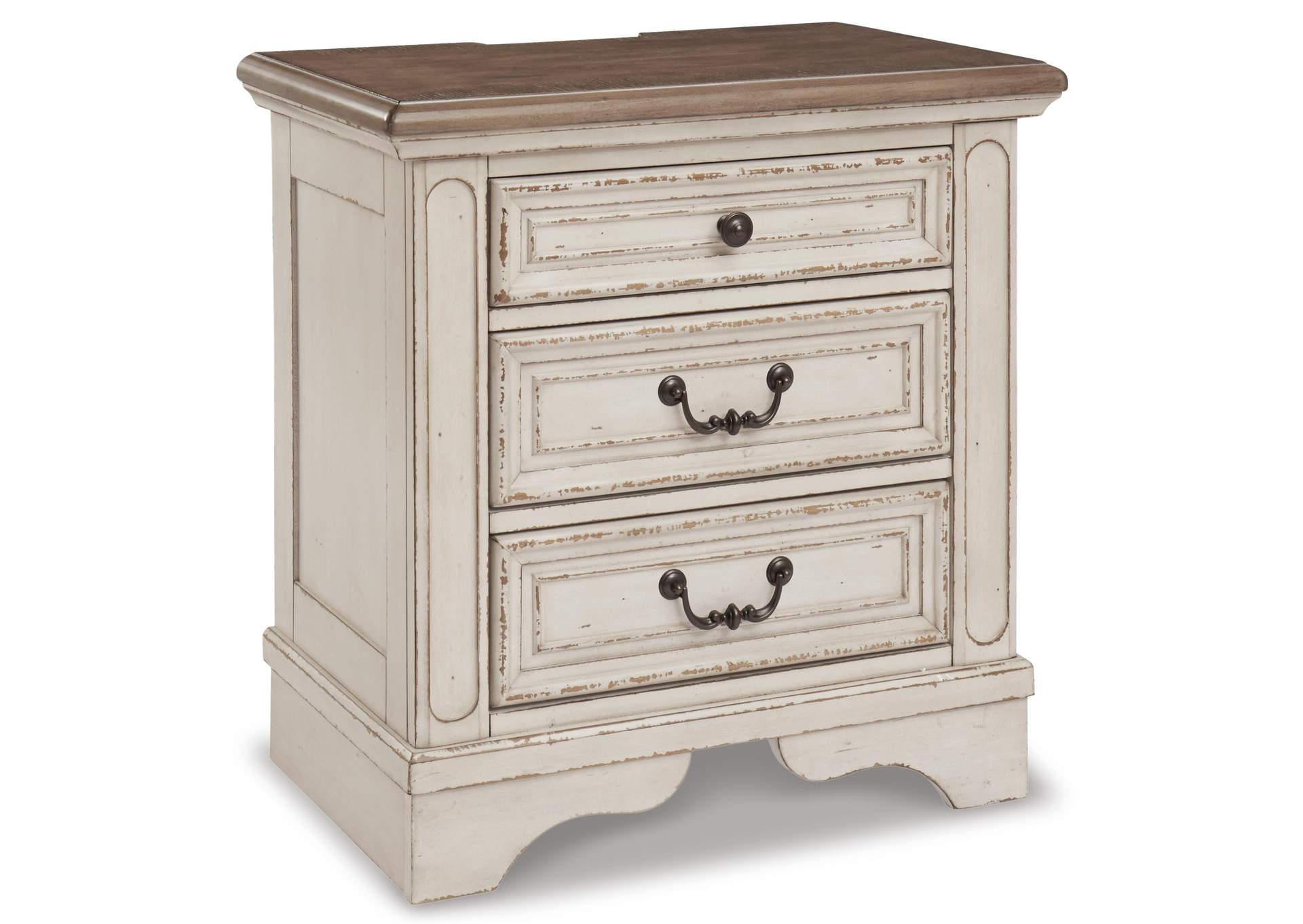 Realyn King Upholstered Panel Bed with Mirrored Dresser, Chest and 2 Nightstands angled view