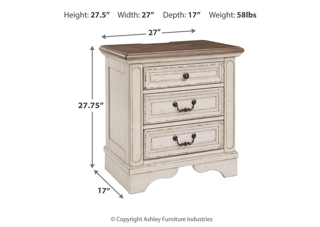 Realyn Queen Upholstered Panel Bed with Mirrored Dresser and 2 Nightstands dimensions