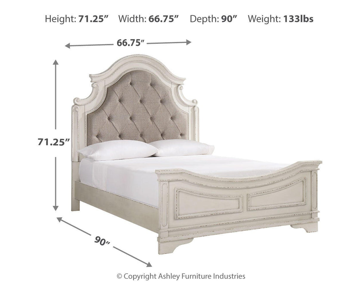 Realyn Queen Upholstered Panel Bed in Chipped White, alternate view 5