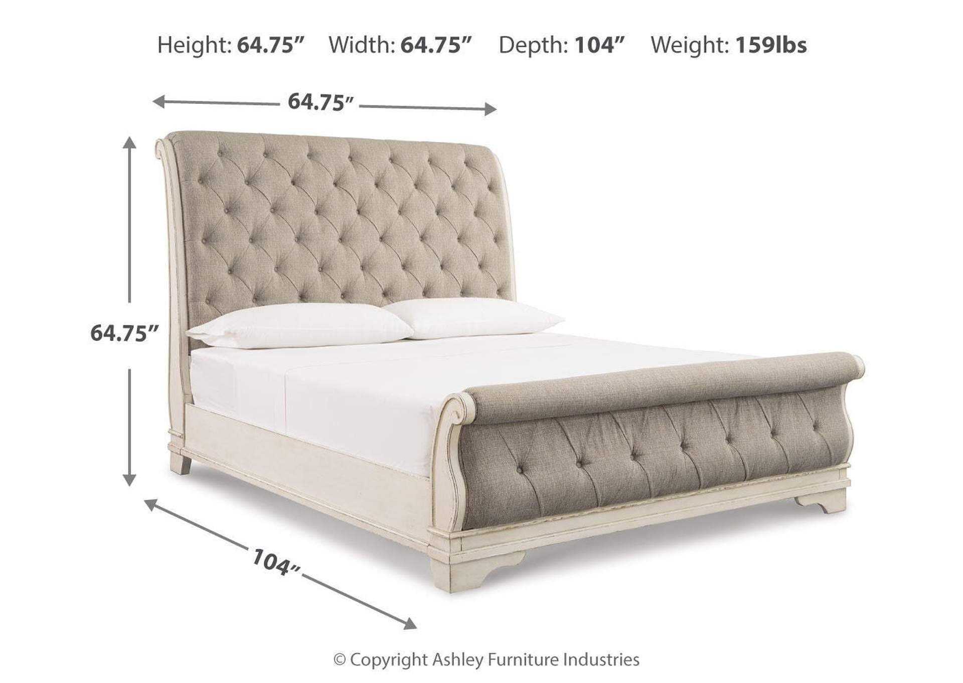 Realyn Queen Sleigh Bed dimensions