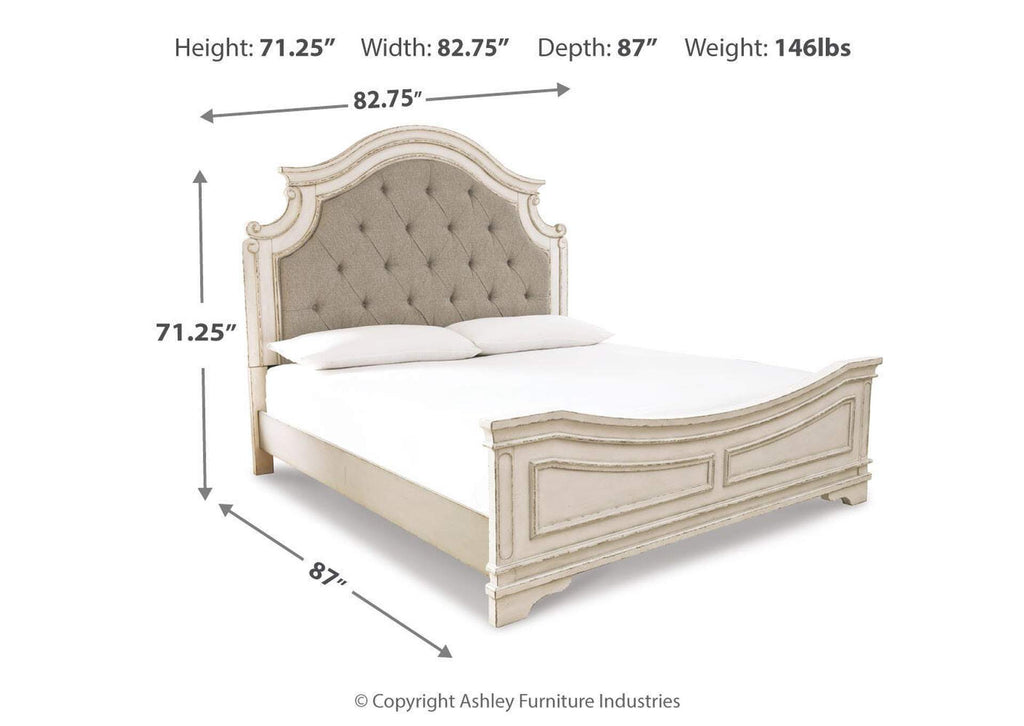 Realyn King Upholstered Panel Bed dimensions