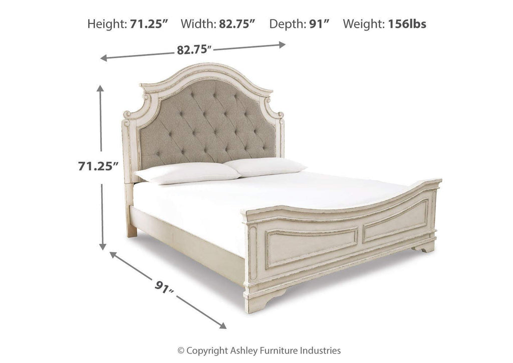 Realyn California King Upholstered Panel Bed dimensions