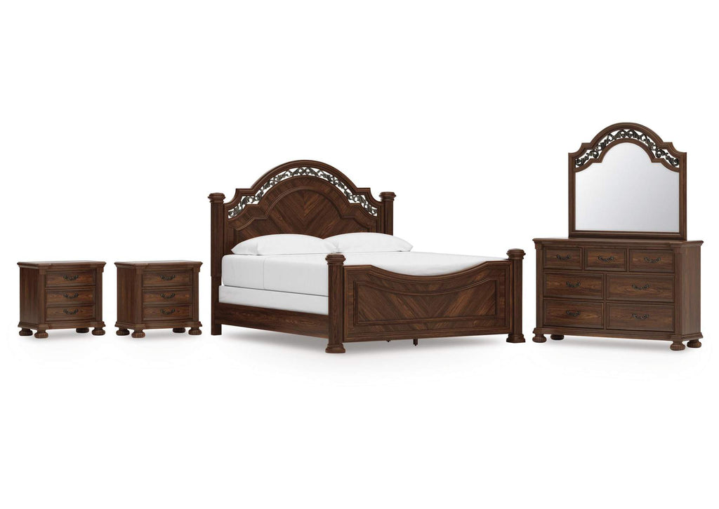 Lavinton King Poster Bed, Dresser, Mirror and 2 Nightstands