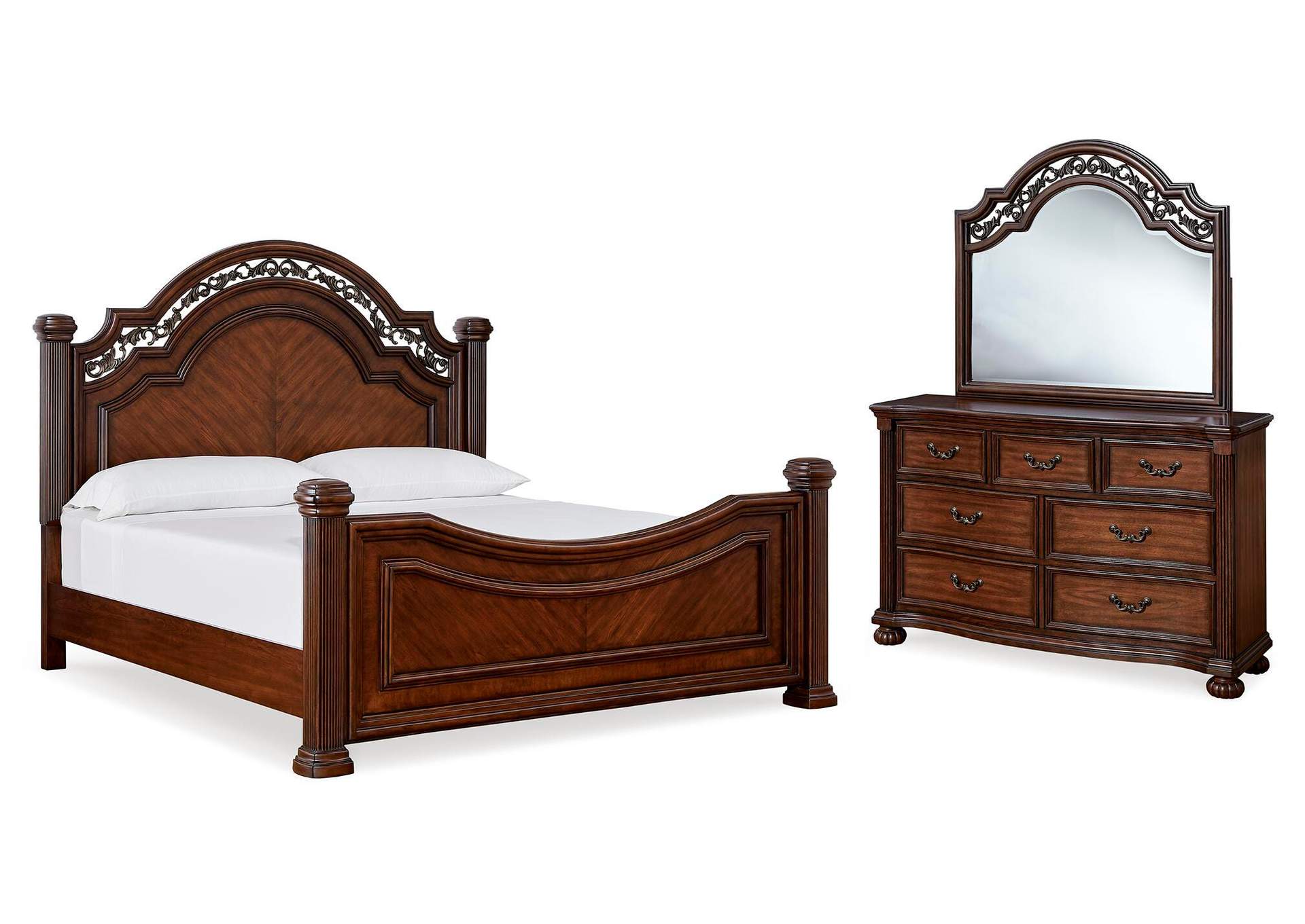 Lavinton King Poster Bed with Mirrored Dresser