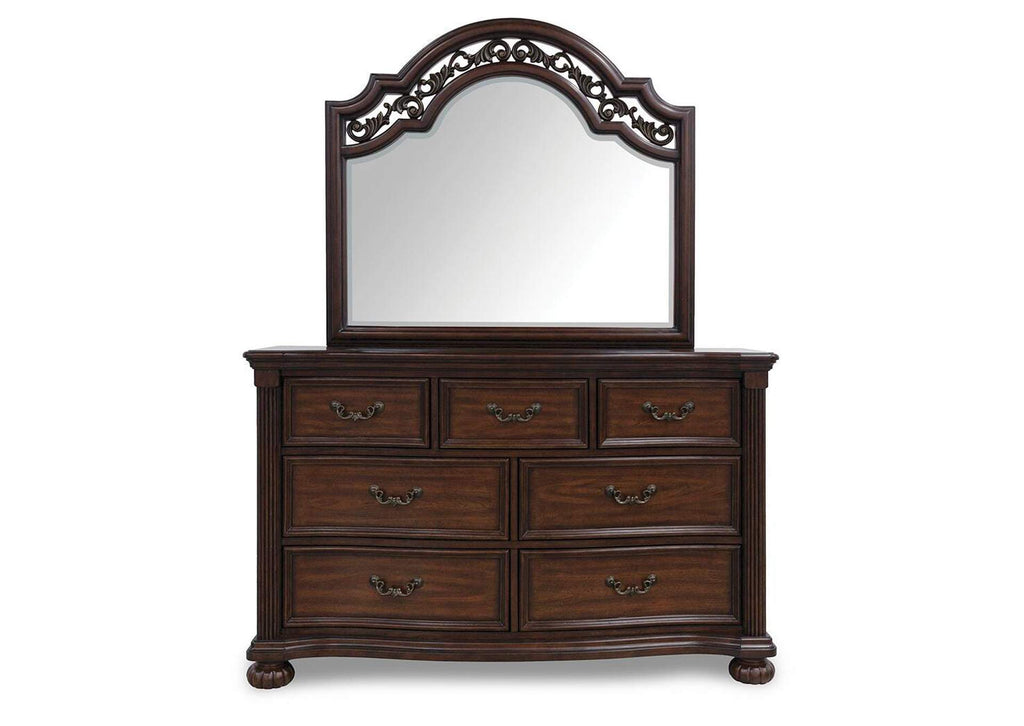 Lavinton King Poster Bed with Mirrored Dresser, Chest and Nightstand front view