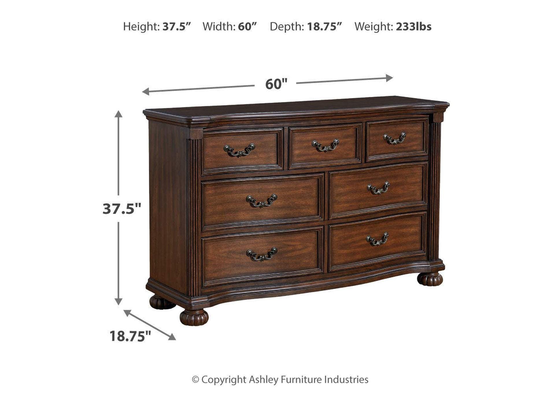 Lavinton King Poster Bed with Dresser dimensions