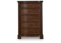 Lavinton California King Poster Bed with Mirrored Dresser and Chest