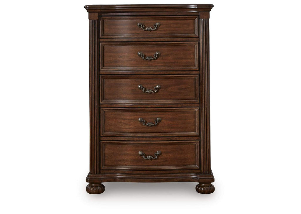 Lavinton King Poster Bed with Mirrored Dresser, Chest and Nightstand front view