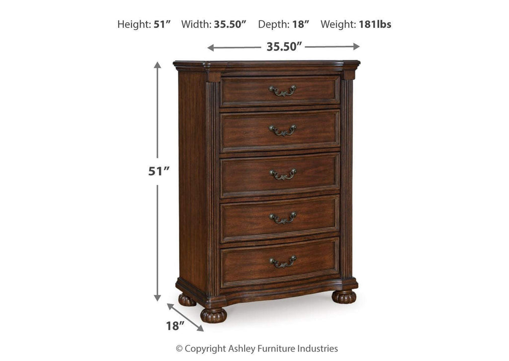 Lavinton Queen Poster Bed with Mirrored Dresser and Chest dimensions