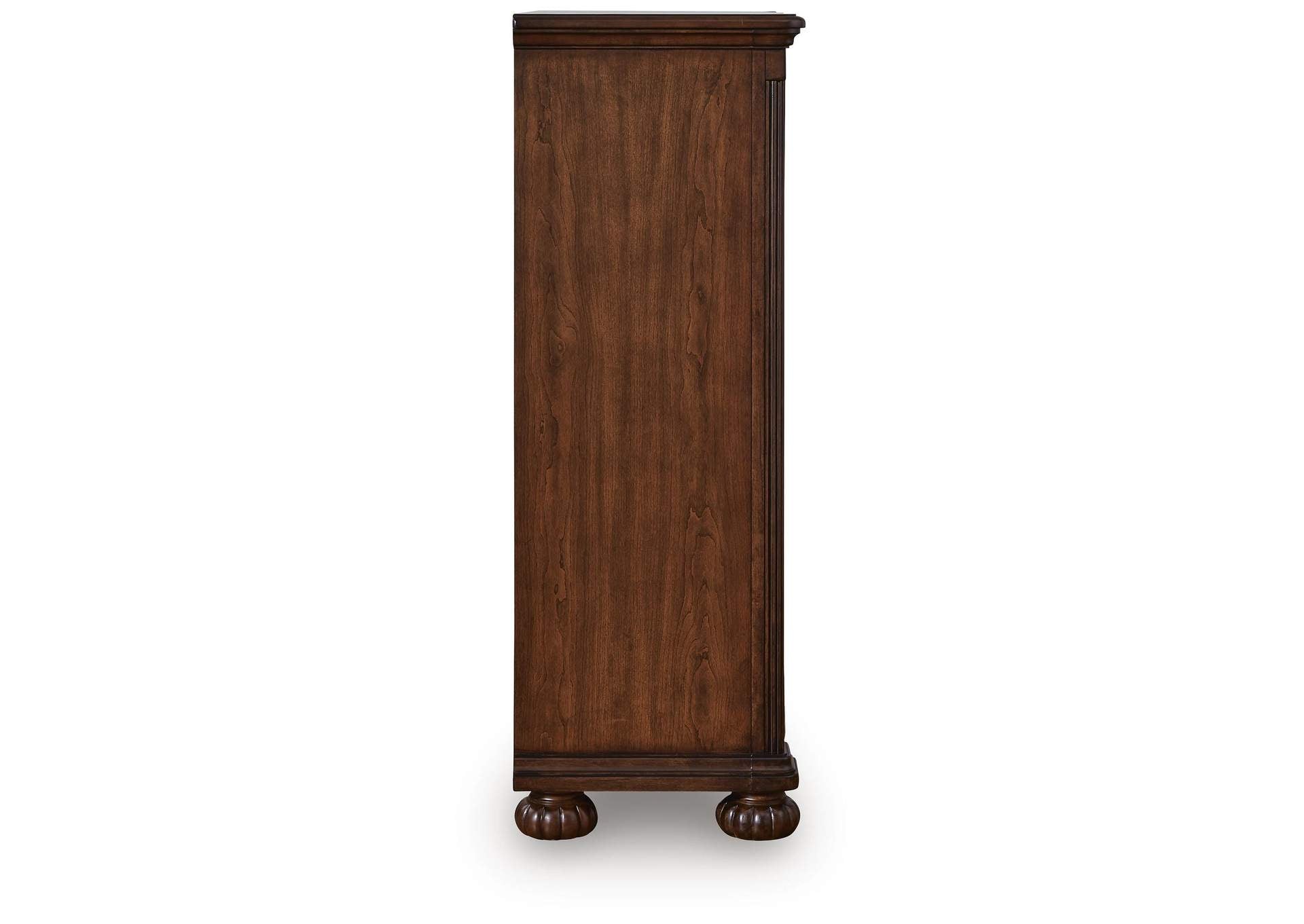 Lavinton California King Poster Bed with Mirrored Dresser, Chest and 2 Nightstands side view