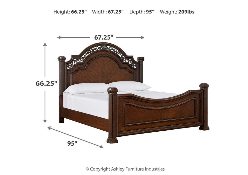 Lavinton Queen Poster Bed with Mirrored Dresser, Chest and Nightstand dimensions
