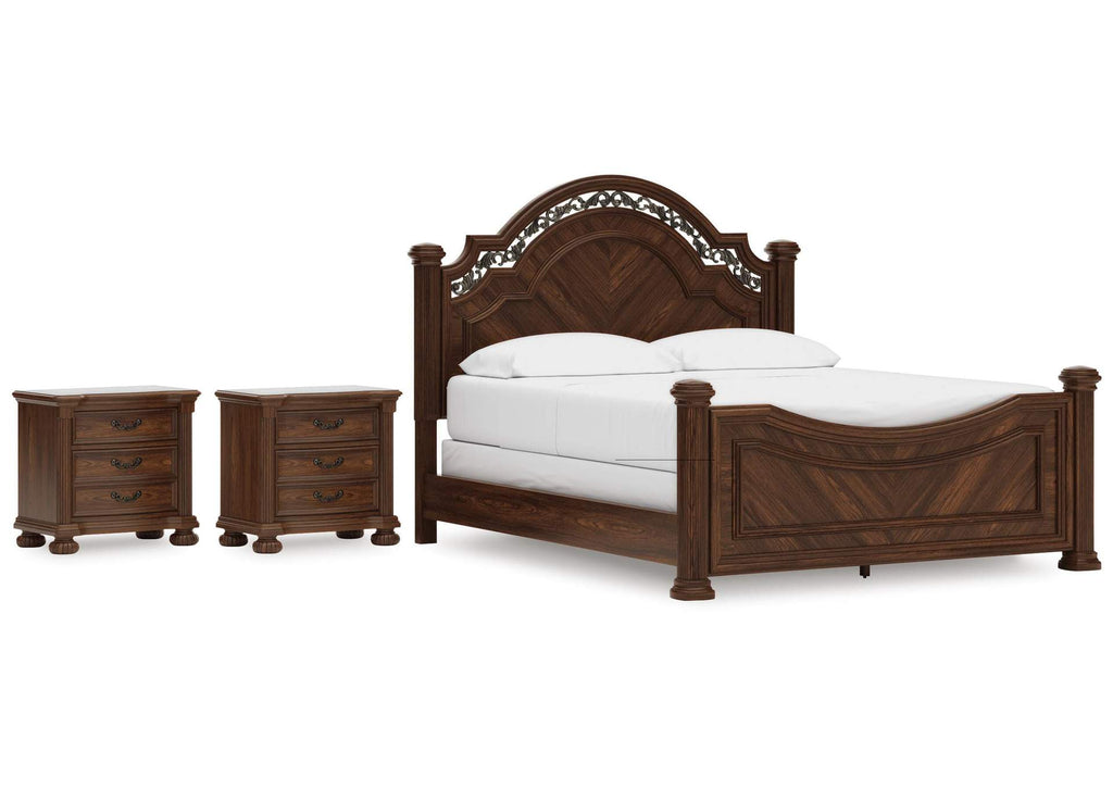 Lavinton California King Poster Bed and 2 Nightstands