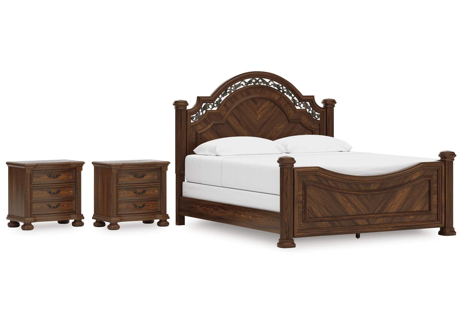 Lavinton King Poster Bed and 2 Nightstands