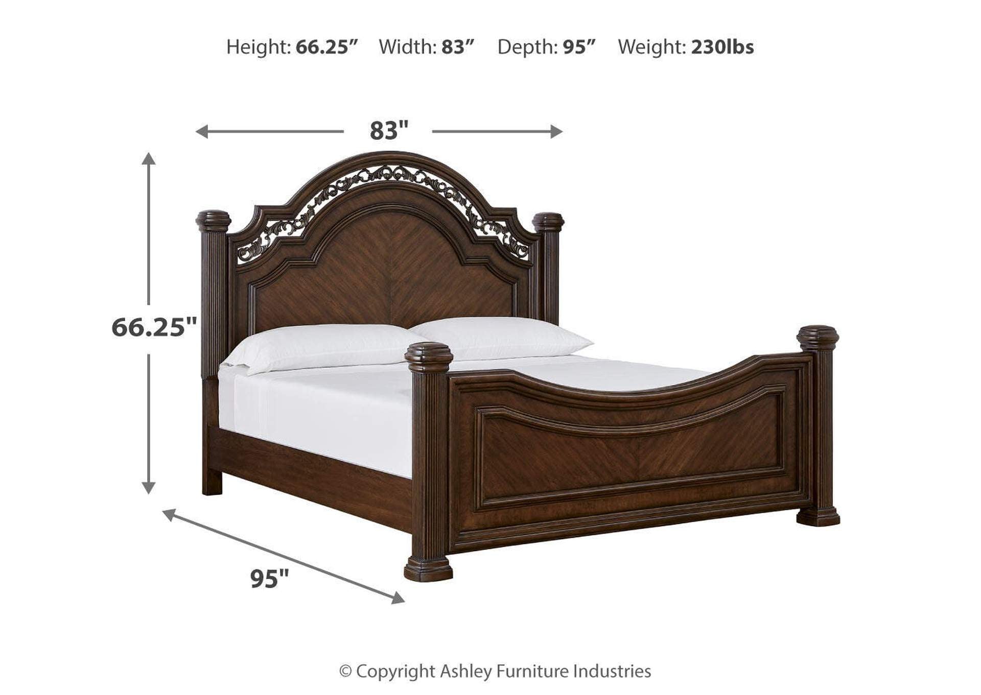 Lavinton King Poster Bed, Dresser and 2 Nightstands dimensions