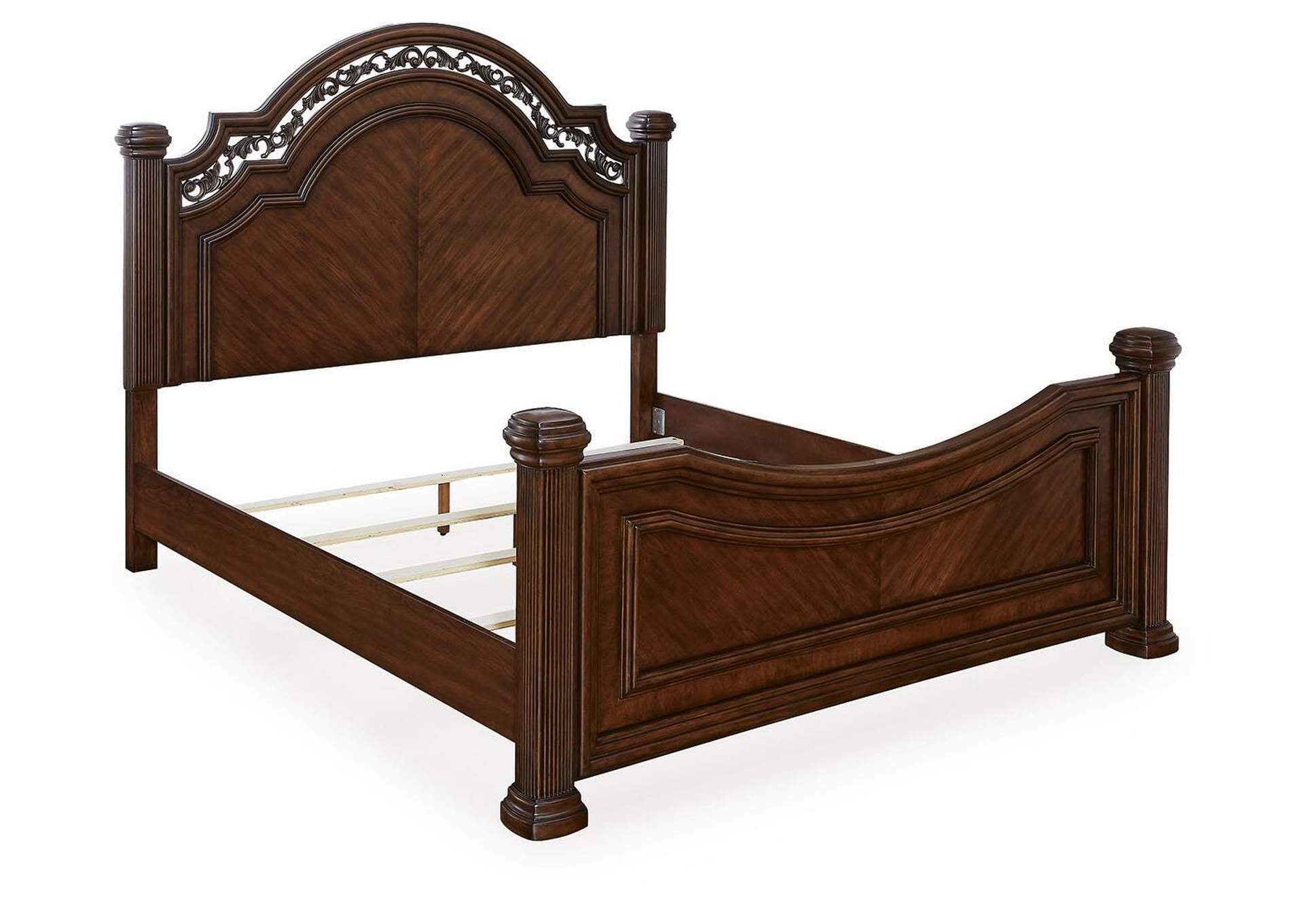 Lavinton King Poster Bed with Mirrored Dresser, Chest and Nightstand angled view