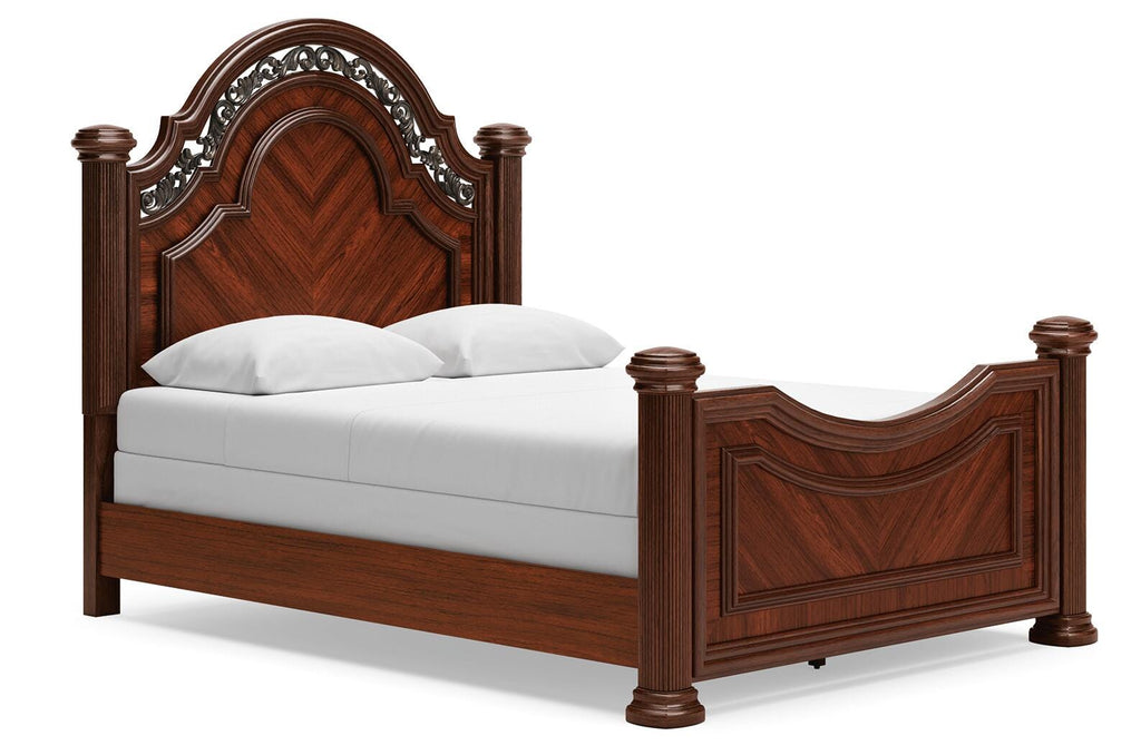 Lavinton Queen Poster Bed in Brown, angle view