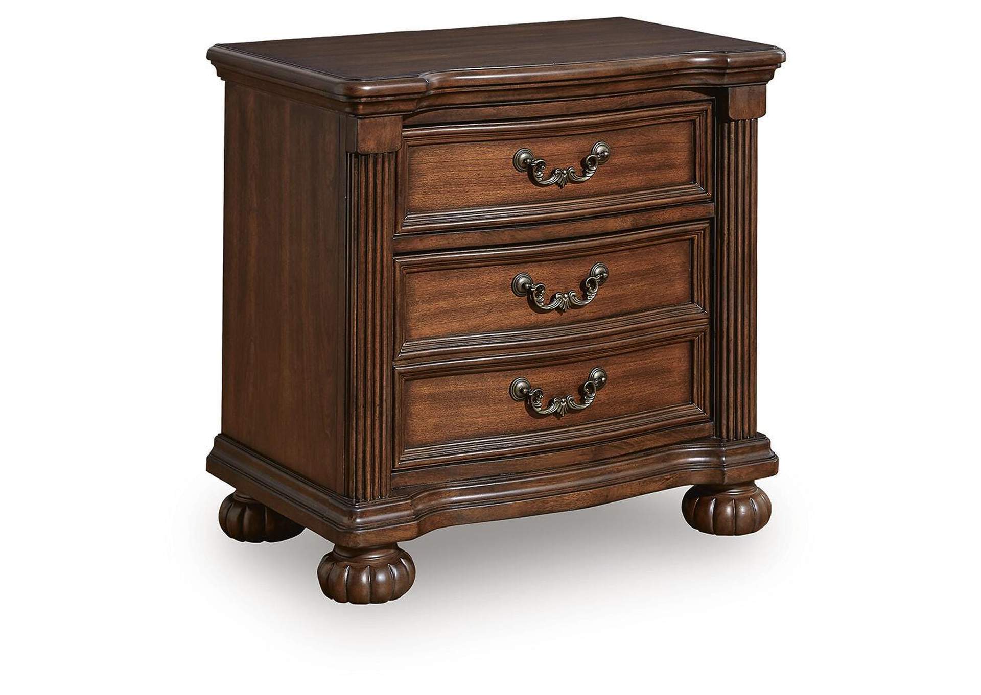 Lavinton California King Poster Bed with Mirrored Dresser and Nightstand angled view