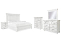 Kanwyn King Panel Bed with Mirrored Dresser, Chest and 2 Nightstands