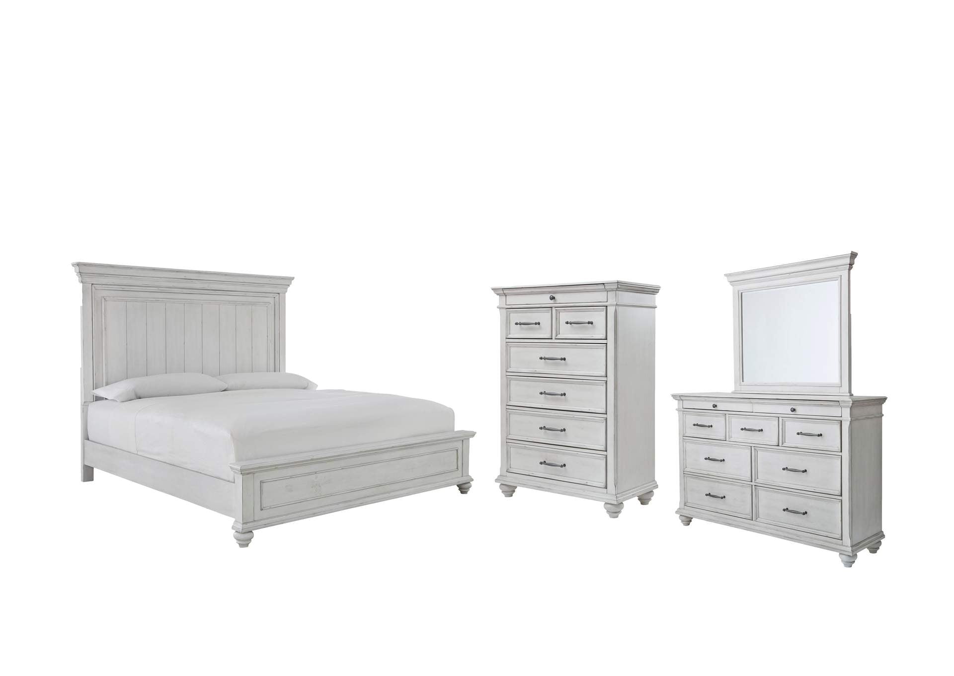 Kanwyn Queen Panel Bed with Mirrored Dresser and Chest