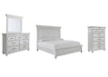 Kanwyn King Panel Bed with Mirrored Dresser and Chest