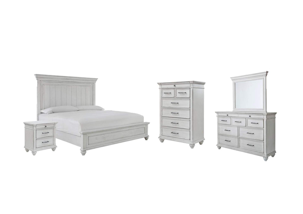 Kanwyn Queen Panel Bed with Mirrored Dresser, Chest and Nightstand
