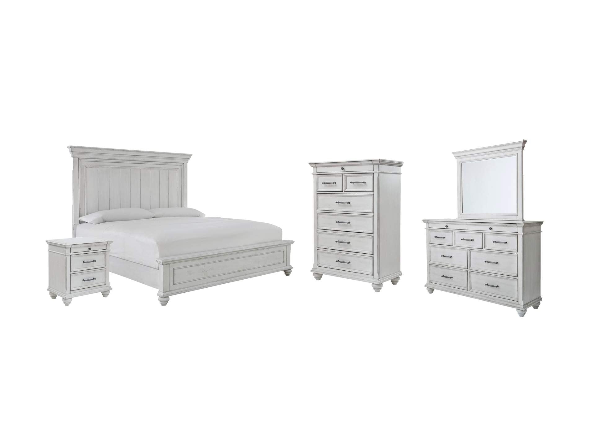 Kanwyn Queen Panel Bed with Mirrored Dresser, Chest and Nightstand
