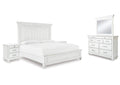 Kanwyn King Panel Bed with Mirrored Dresser and 2 Nightstands
