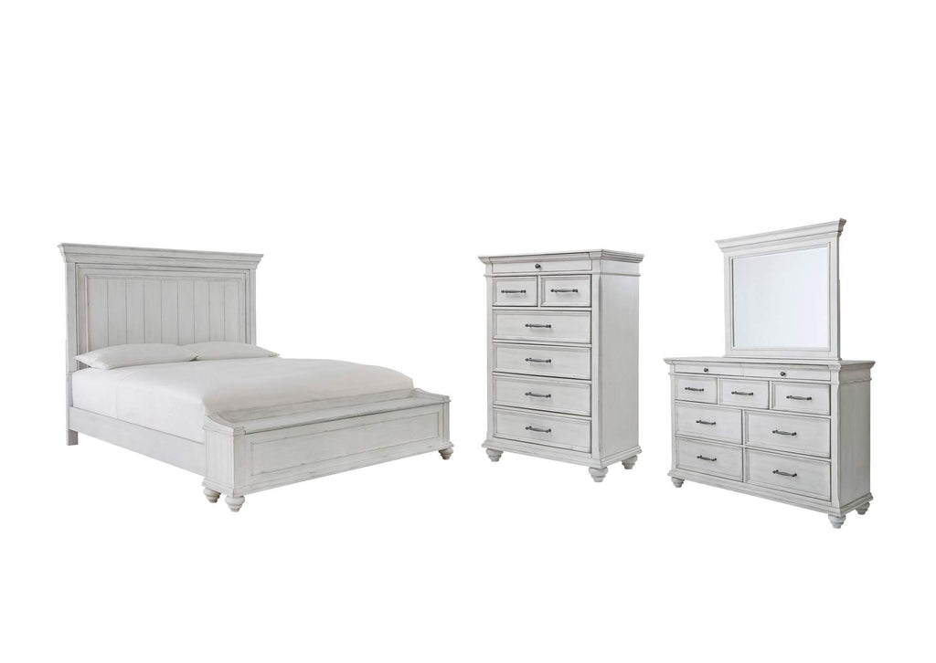 Kanwyn Queen Panel Bed with Storage with Mirrored Dresser and Chest