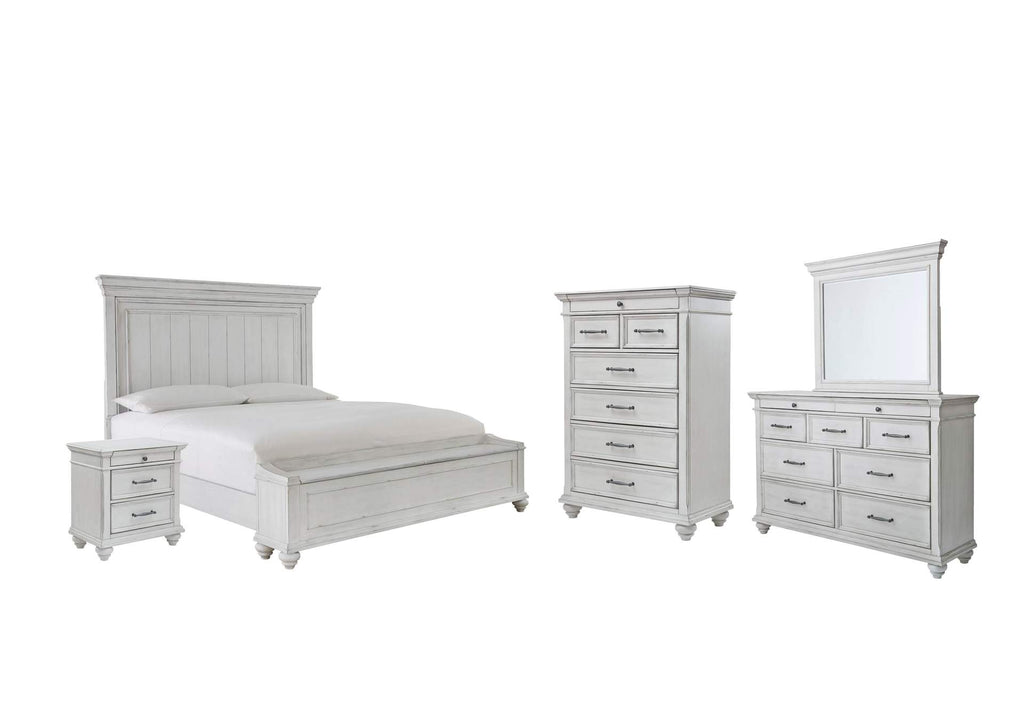 Kanwyn Queen Panel Bed with Storage with Mirrored Dresser, Chest and Nightstand