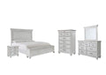 Kanwyn Queen Panel Bed with Storage with Mirrored Dresser, Chest and Nightstand