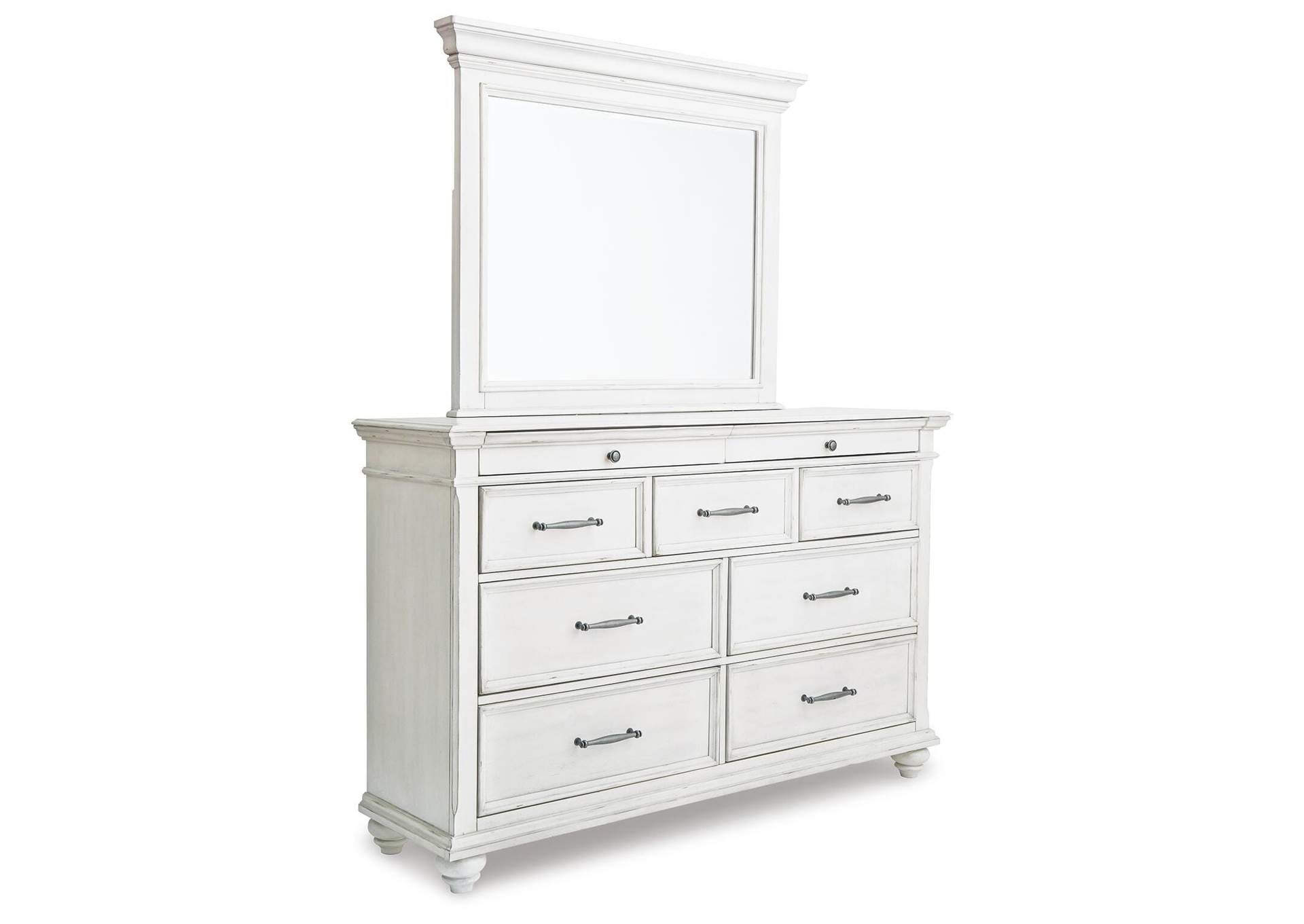 Kanwyn Queen Panel Bed, Dresser and Mirror angled view