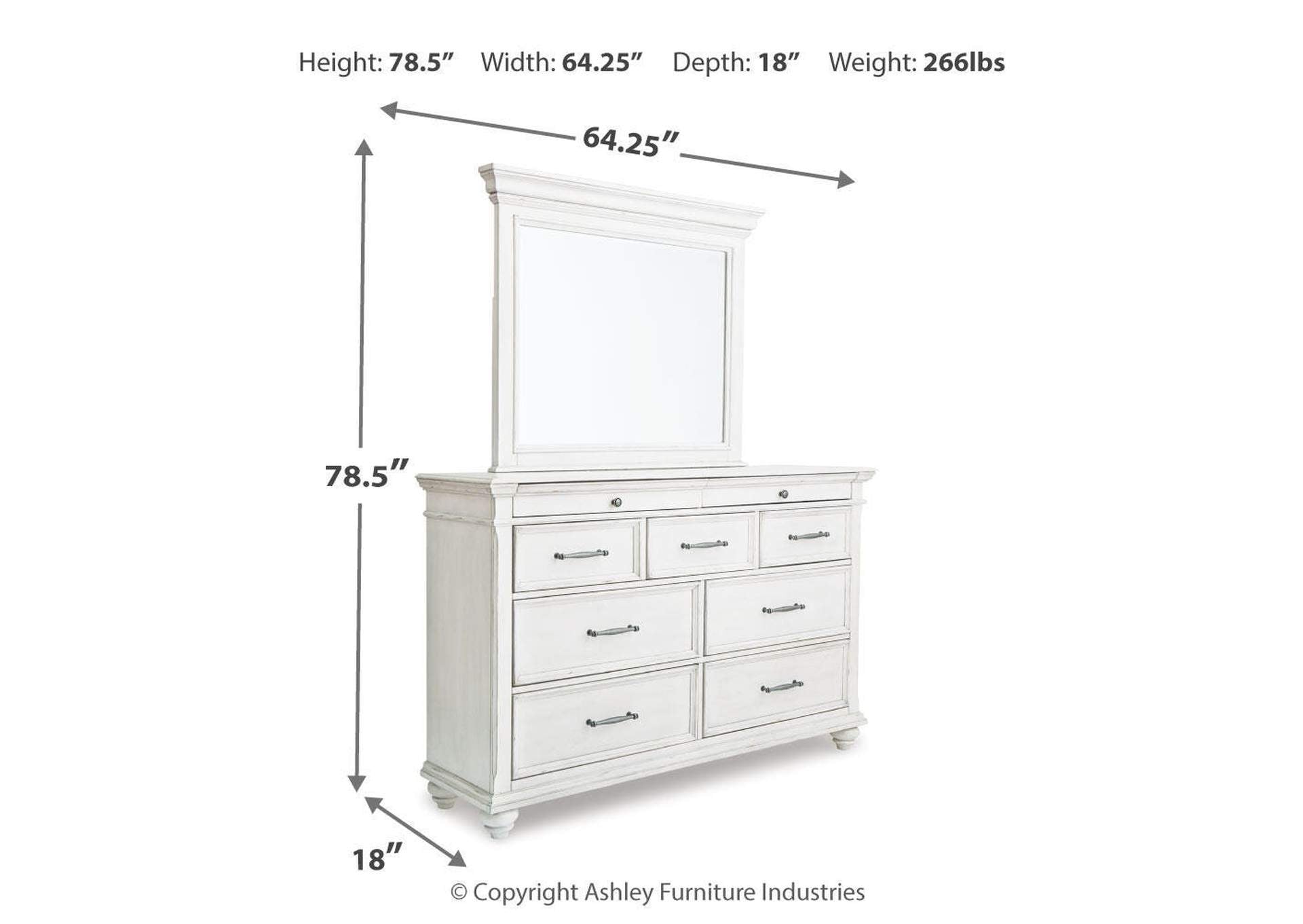 Kanwyn Queen Panel Bed, Dresser and Mirror dimensions
