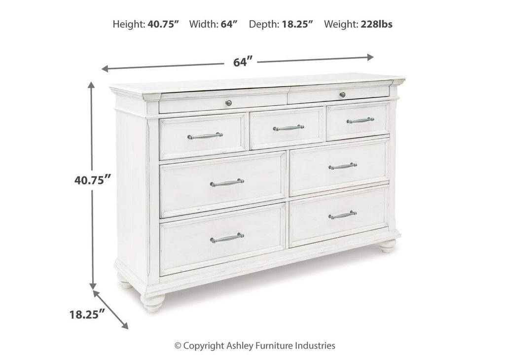 Kanwyn King Panel Bed with Storage with Dresser dimensions