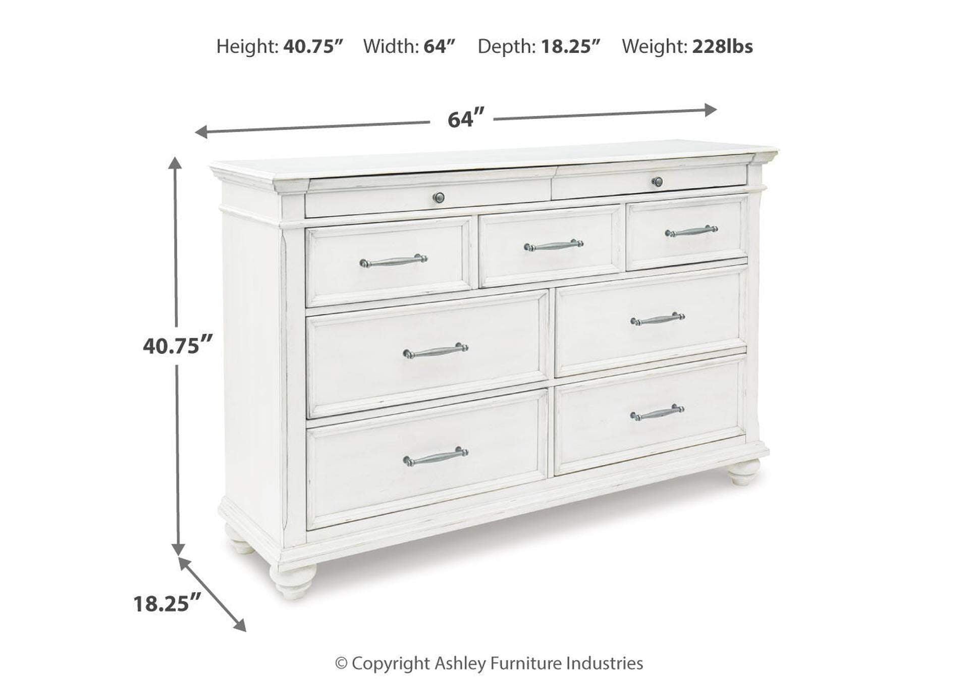 Kanwyn King Panel Bed with Storage with Dresser dimensions