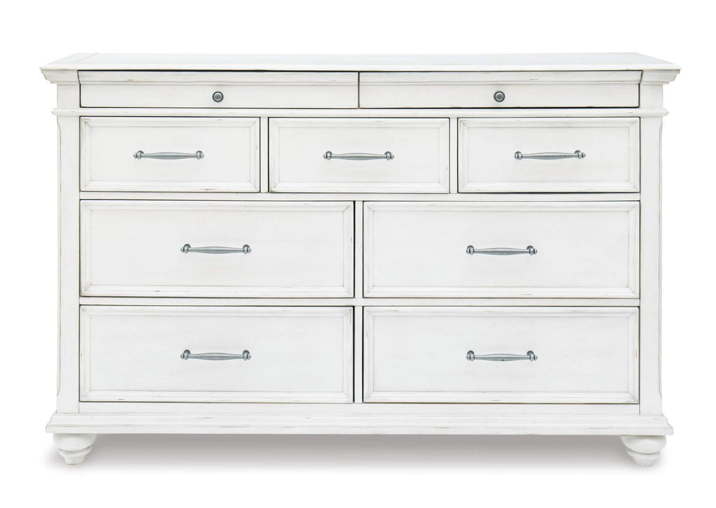 Kanwyn Queen Panel Bed with Storage with Dresser front view