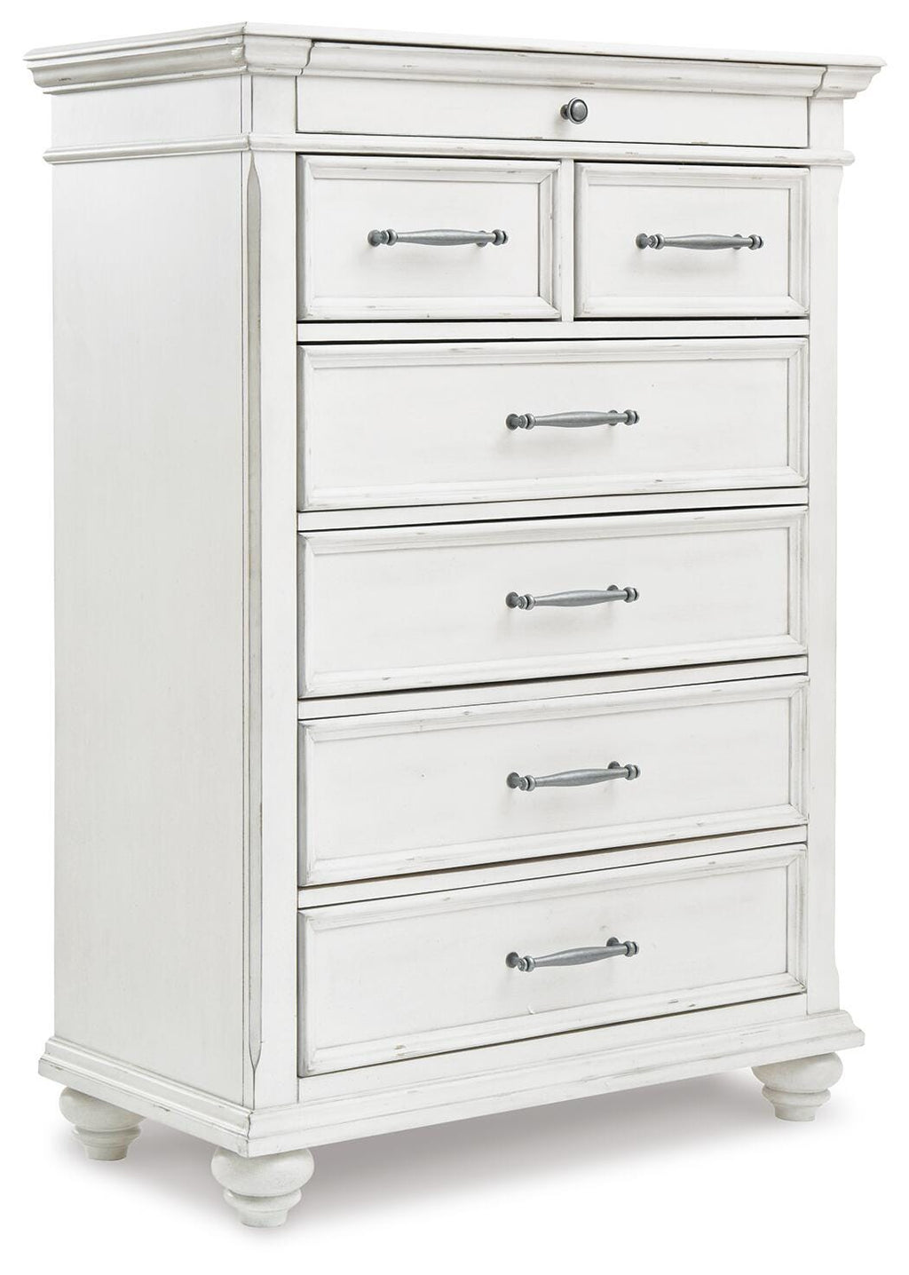 Kanwyn Chest of Drawers in Whitewash, angle view