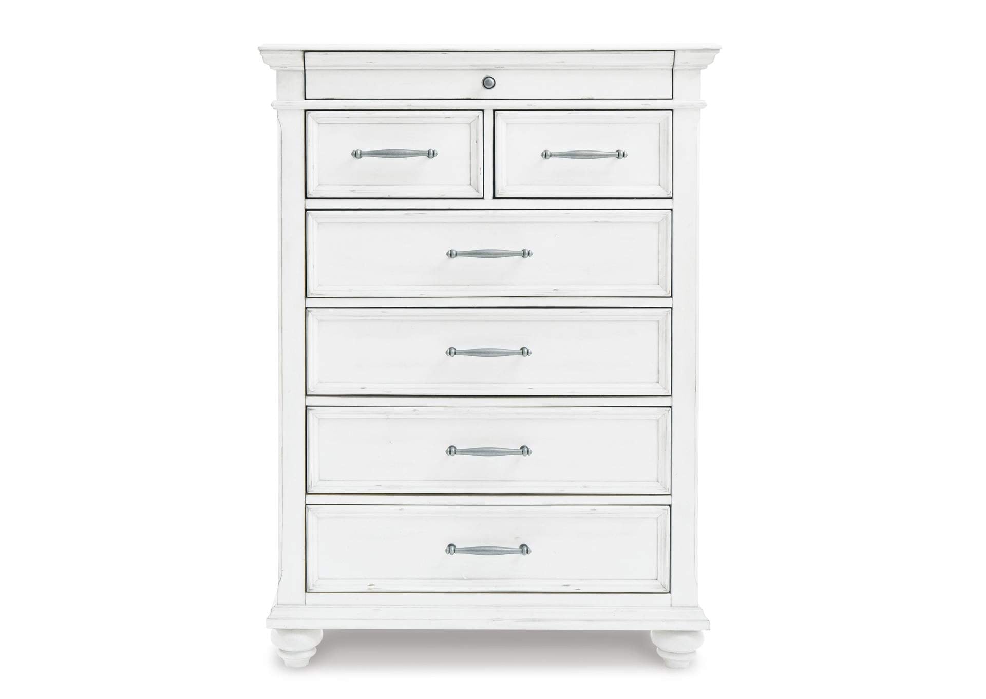 Kanwyn Queen Panel Bed with Storage with Mirrored Dresser, Chest and Nightstand front view