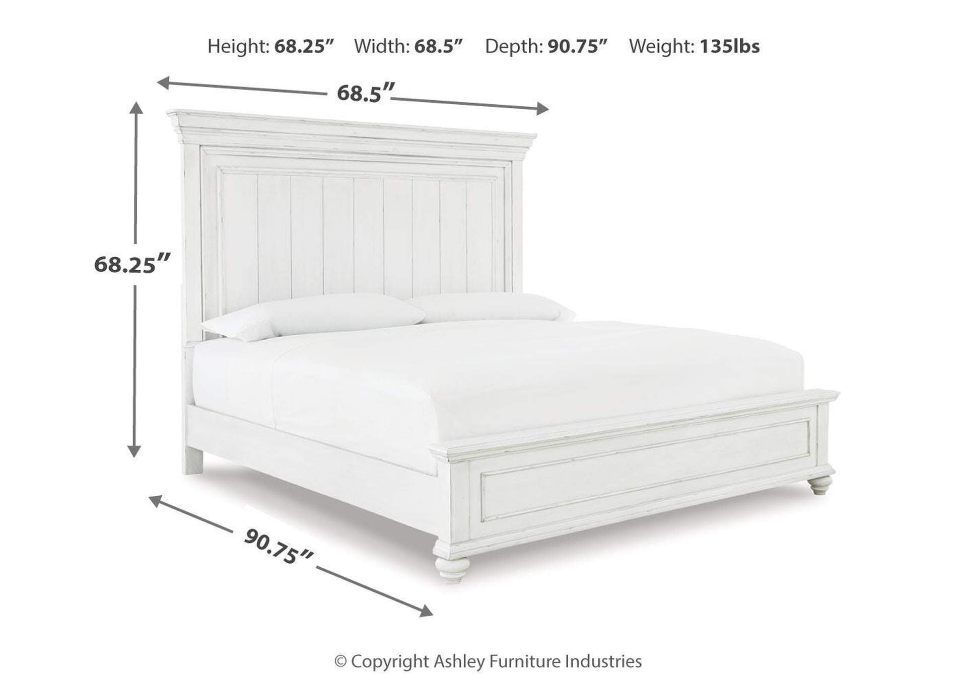 Kanwyn Queen Panel Bed with Mirrored Dresser and 2 Nightstands dimensions
