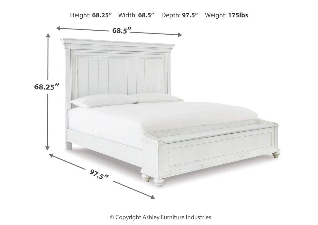Kanwyn Queen Panel Bed with Storage with Mirrored Dresser and Chest dimensions