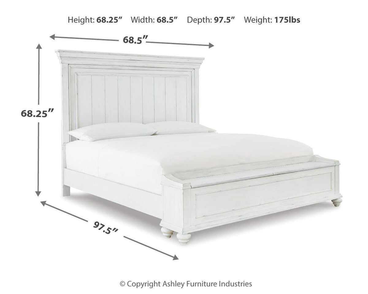 Kanwyn Queen Panel Bed with Storage Bench in Whitewash, alternate view 5