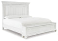 Kanwyn California King Panel Bed with Storage Bench in Whitewash, angle view