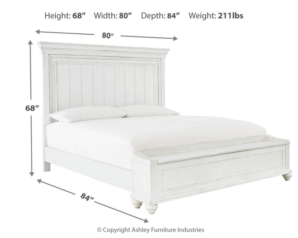 Kanwyn King Panel Bed with Storage Bench in Whitewash, alternate view 5