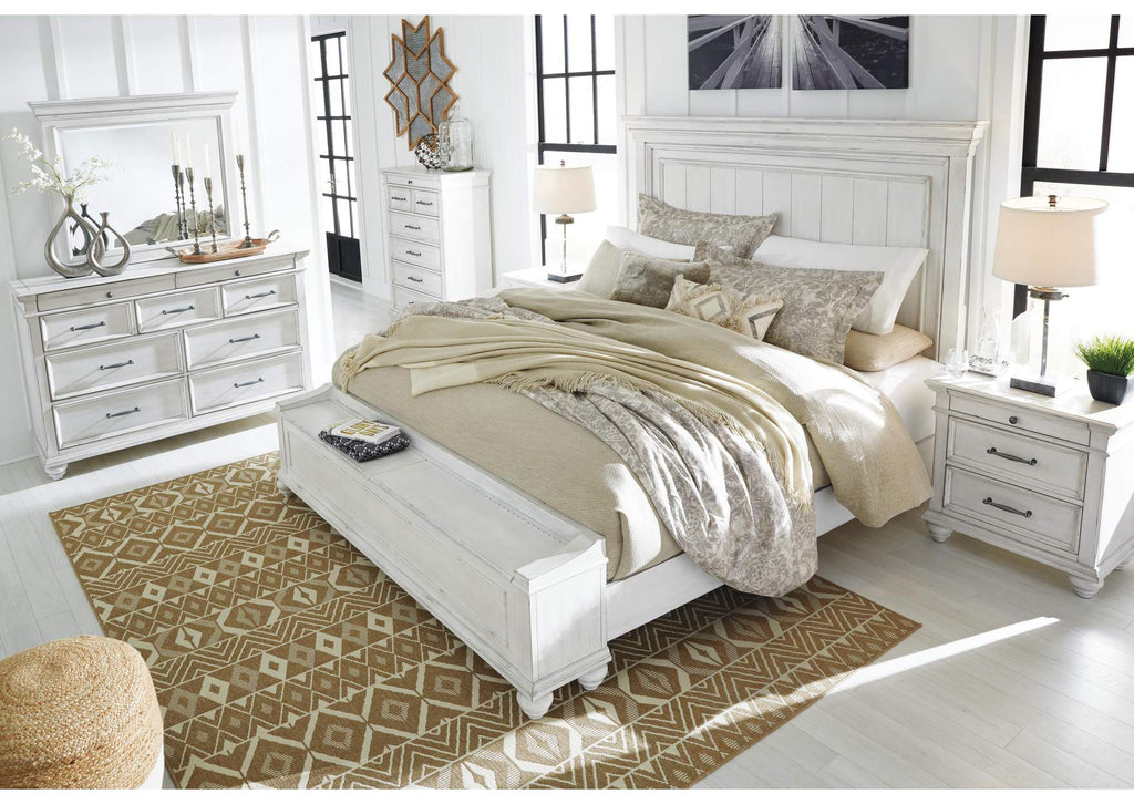 Kanwyn Queen Panel Bed with Storage with Mirrored Dresser, Chest and Nightstand