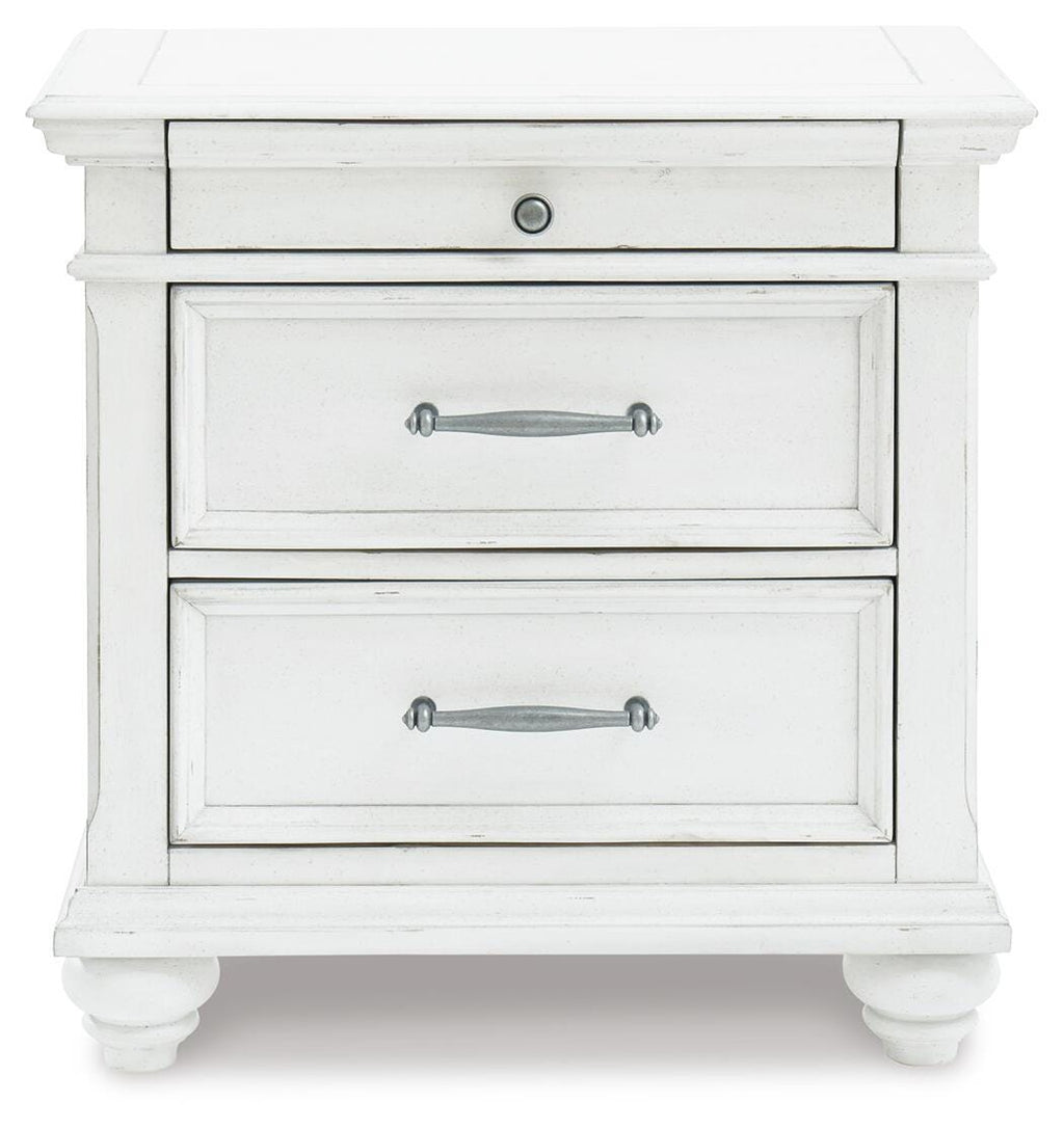 Kanwyn Nightstand in Whitewash, front view