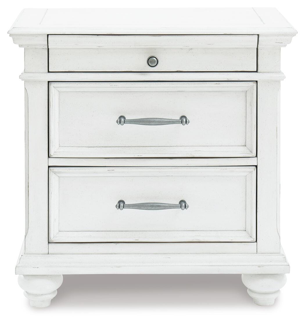 Kanwyn Nightstand in Whitewash, front view