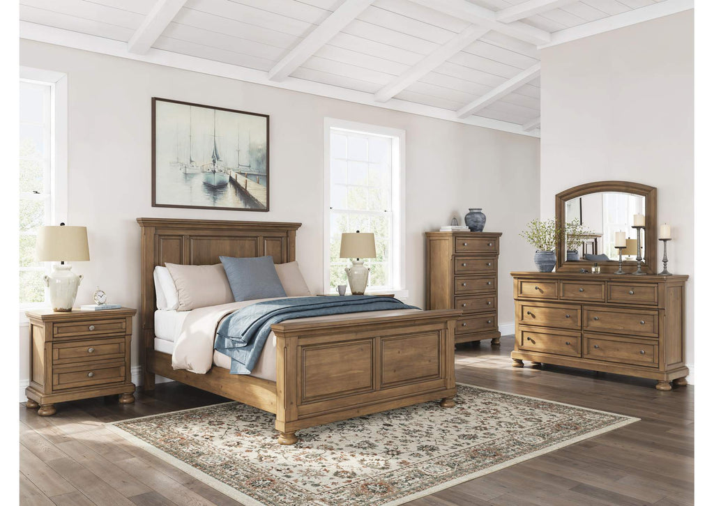 Vandenmore Queen Panel Bed with Mirrored Dresser, Chest and 2 Nightstands
